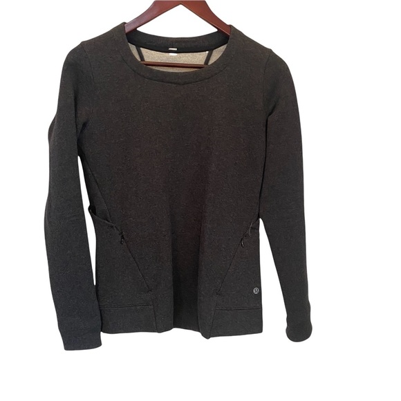 Lululemon & go Endeavor long sleeve heathered black cutout sweater size 4 - Picture 7 of 14